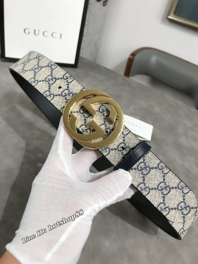 Gucci經典男士皮帶 古奇雙G老花腰帶  jjp2330